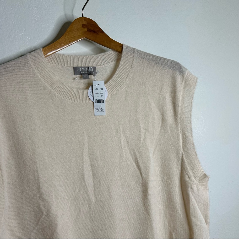 NWT J. Crew 100% Cashmere Relaxed Fit Sweater Vest in Heather Muslin Size Large - Picture 5 of 15